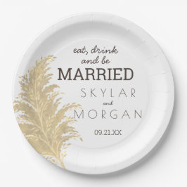 Hochzeit Pampas Grass Tan On White Boho Rustic Pappteller