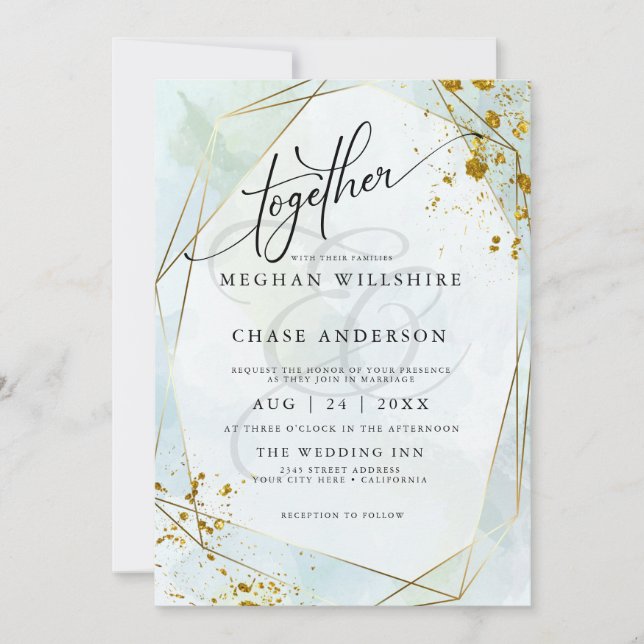 HOCHZEIT | Pastel Dusty Blue Sage Gold Jaspé (Vorderseite)