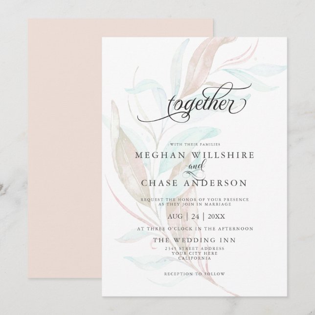 HOCHZEIT | Pastell Watercolor Einladung (Vorne/Hinten)