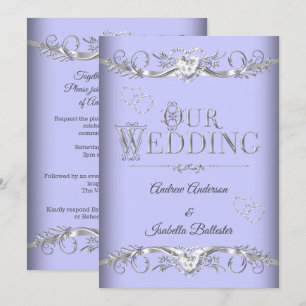 Hochzeit Periwinkle Blau Silber Diamant Herzen Einladung