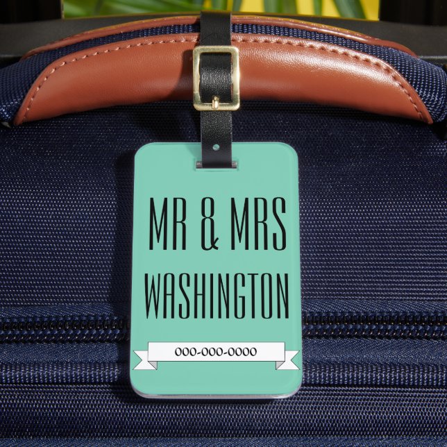 Hochzeit Personalisiert & Mrs. Luggage Tag Geschen Gepäckanhänger (Vorderseite Insitu 2)