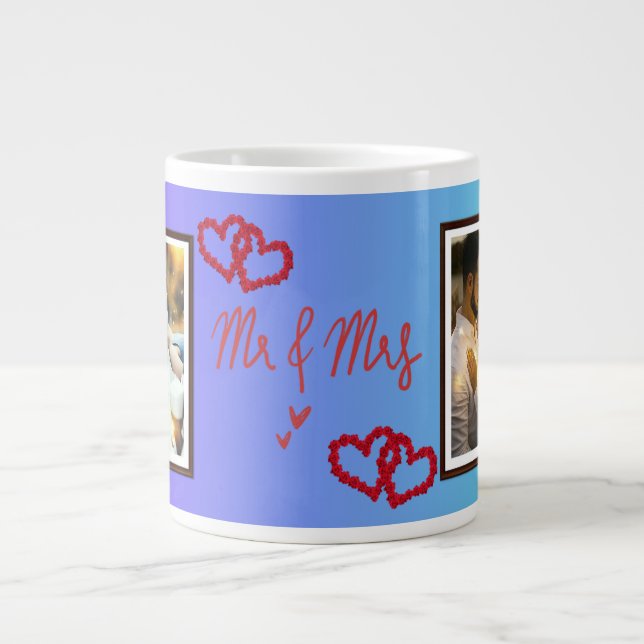 Hochzeit, personalisiertes Geschenk Jumbo-Tasse (Vorderseite)