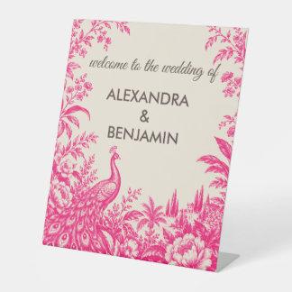 Hochzeit Pfau Botanisch | Pink Couture Sockelschild