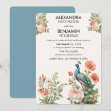 Hochzeit Pfau Botanisch | Vintage-Blumenkunst
