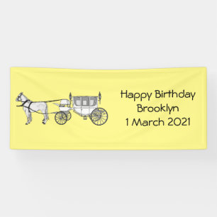 Hochzeit Pferd & Kutsche Cartoon-Illustration Banner
