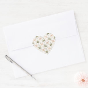 Hochzeit Pink Grüne Schmetterlinge   Herz-Aufkleber