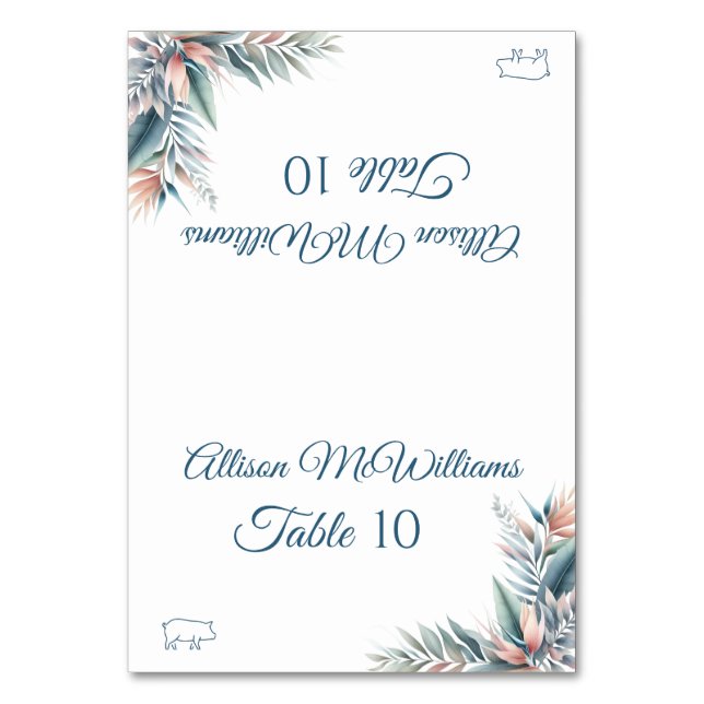 Hochzeit Platzkarte Tropical Dream Pork Icon- Tischnummer (Vorderseite)