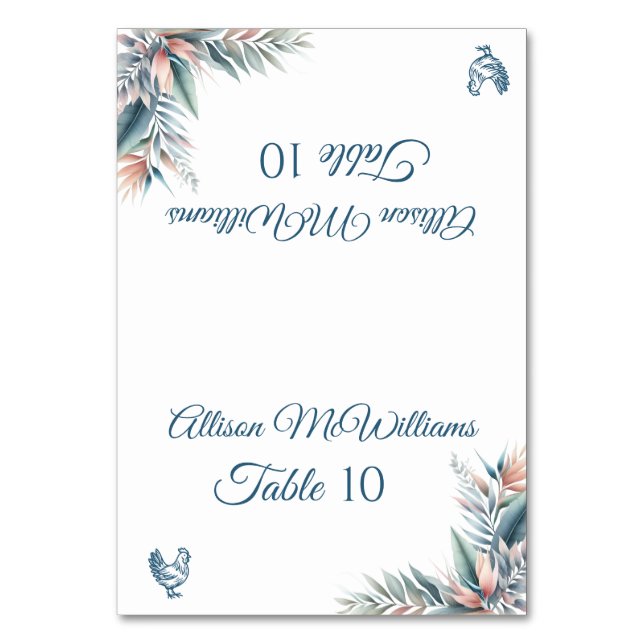 Hochzeit Platzkarte-Tropical Dream-Poultry- Tischnummer (Vorderseite)