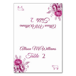 Hochzeit Platzkarte-Wasserfarbe Magenta Peony-Meat Tischnummer