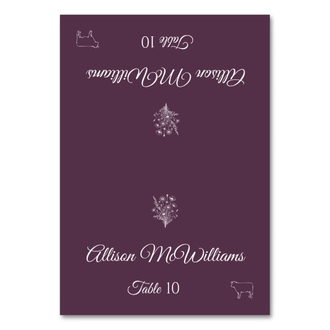 Hochzeit Platzkarte-Wildblume Elegance-Meat- Tischnummer (Vorderseite)