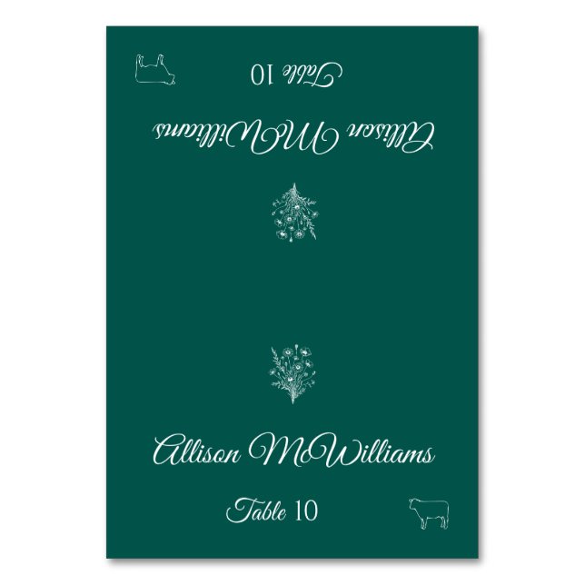 Hochzeit Platzkarte-Wildblume Elegance-Meat- Tischnummer (Vorderseite)