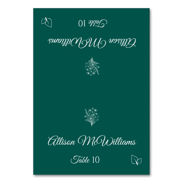Hochzeit Platzkarte-Wildblume Elegance-Vegetarier- Tischnummer (Vorderseite)