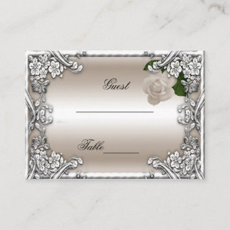 Hochzeit Platzkarten Creme Rose Silber Weiß