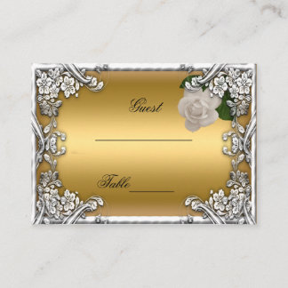 Hochzeit Platzkarten Gold Creme Rose Silber Weiß
