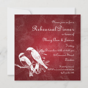 Hochzeit Probe Dinner Love Birds Rot Einladung