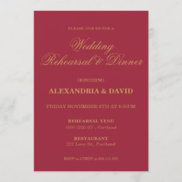 Hochzeit Probe und Abendessen Einladung Rot Schwar