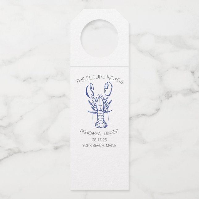 Hochzeit-Probeessen-Sticker für Küstenhummer Flaschenanhänger (Vorderseite)