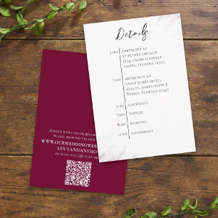 Hochzeit QR-Code Einfache Burgundy-Timeline Begleitkarte