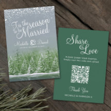 Hochzeit QR teilen Liebe Winterhochzeit grau grün