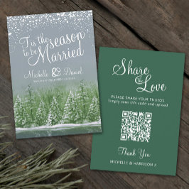 Hochzeit QR teilen Liebe Winterhochzeit grau grün Begleitkarte