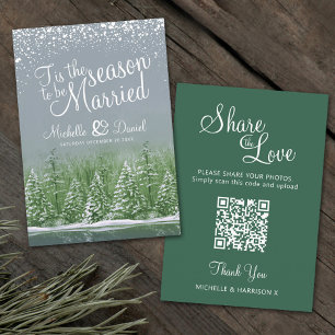 Hochzeit QR teilen Liebe Winterhochzeit grau grün Begleitkarte