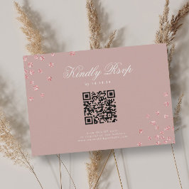 Hochzeit QR UAWG Rose Gold Confetti Dusty Rose RSVP Karte