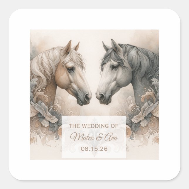 Hochzeit Quadratischer Aufkleber (Vorderseite)
