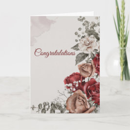 Hochzeit Red Bronze White Roses Glückwunsch Karte