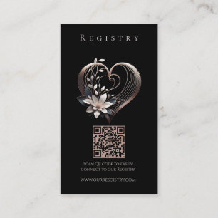 Hochzeit Registry-Modern Pink Heart mit Blume Visitenkarte