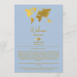 Hochzeit Reisepass Gold Dusty Blue Itinerary Programm