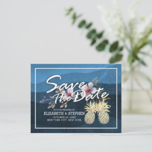 Hochzeit retten das Datum Moderne Gold Ananas Ankündigungspostkarte