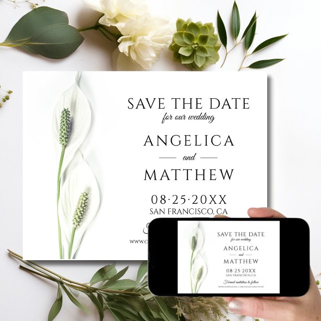 Hochzeit retten das Datum White Peace Calla Lily Save The Date (Wedding Save the Date White Peace Calla Lily)