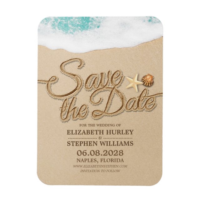 Hochzeit retten Sommersommer Sandstrand Starfish Magnet (Vertikal)