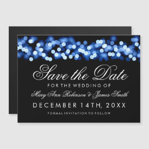Hochzeit rettet das Datum Blue Hollywood Glam Magneteinladung