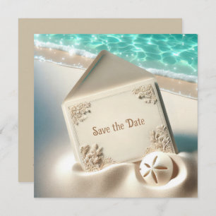 Hochzeit rettet das Datum in Beach Sand Save The Date
