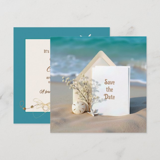 Hochzeit Rettet das Datum mit Seestern Save The Date (Vorne/Hinten)