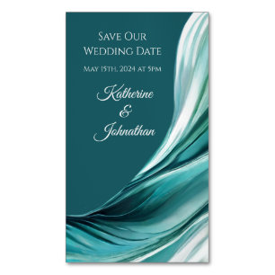Hochzeit Rettete unser Date - Modern Emerald Green Magnetische Visitenkarte