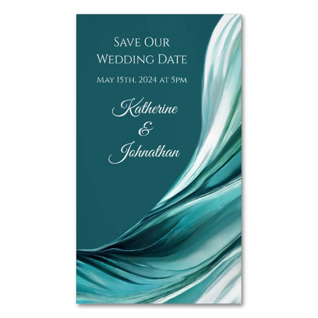 Hochzeit Rettete unser Date - Modern Emerald Green Magnetische Visitenkarte (Vorderseite Vertikal)