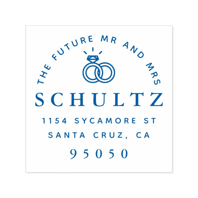 Hochzeit Rings The Future Mr. & Mrs. Rücksendeadre Permastempel (Design)