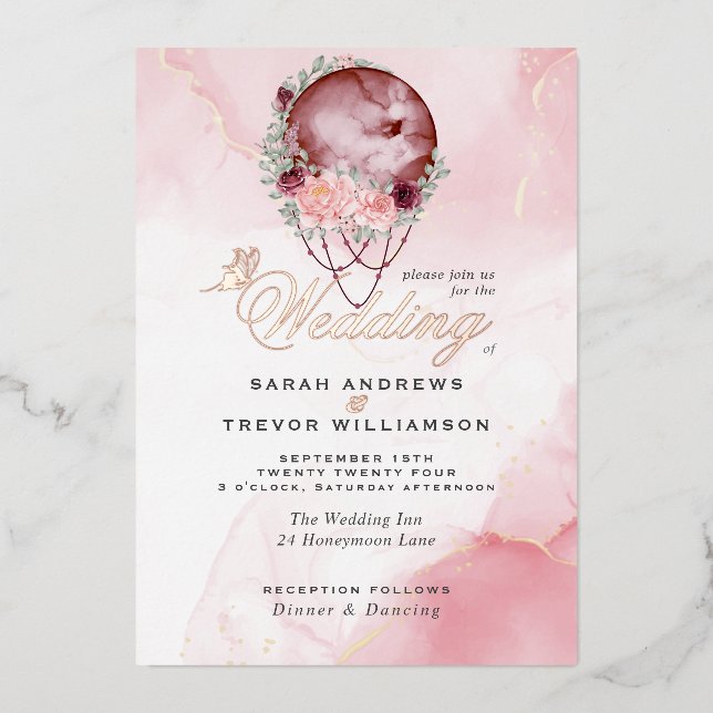 HOCHZEIT | Romantik Pink Moon Mandela Folieneinladung (Vorderseite)