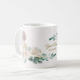 Hochzeit Rosa Rosen Wasserfarbe Goldener Staubpart Kaffeetasse