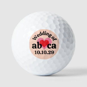 HOCHZEIT Rosa rotes Herz MONOGRAMM Aprikosen Hinte Golfball