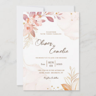 Hochzeit Rosa und braun Einladungskarte