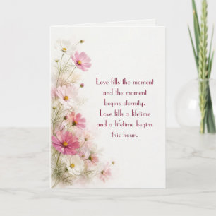 Hochzeit Rosa und Weiße Cosmos Blumenrand Karte