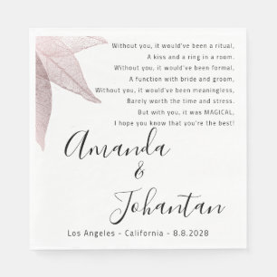 Hochzeit Rose Danke Gedicht Floral Schwarz-weiß Serviette
