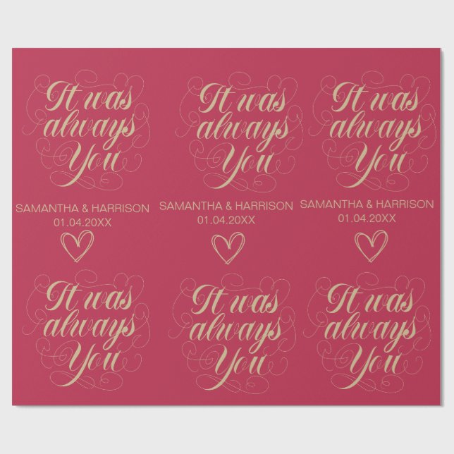 Hochzeit Rose für Klassik Es war immer du Geschenkpapier (Flach)