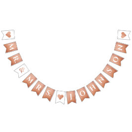 Hochzeit Rose Gold Mr. & Mrs. Individuelle Name 7  Wimpelkette