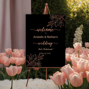 Hochzeit Rose Gold und Schwarz Elegante Blumen Wil Acrylschild
