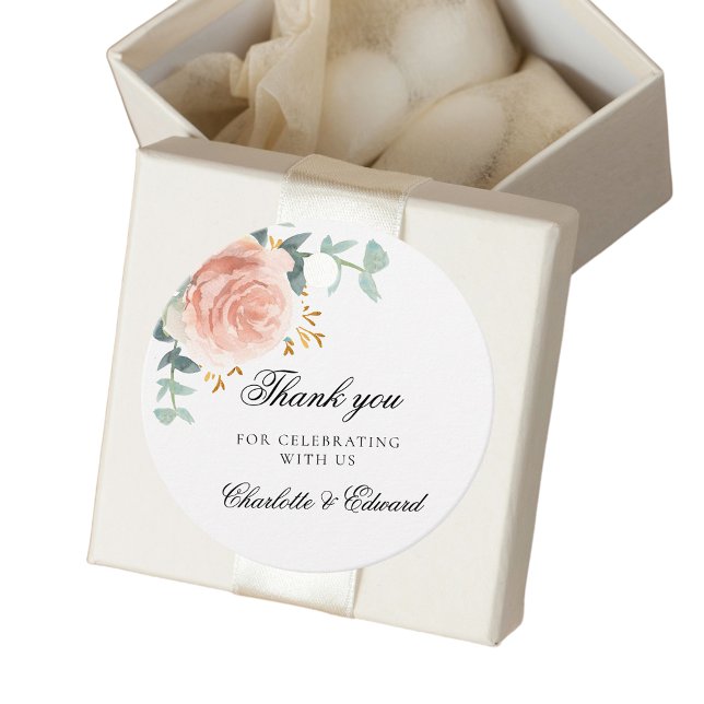 Hochzeit Rose goldene Blumengrün Danke Geschenkanhänger (Von Creator hochgeladen)