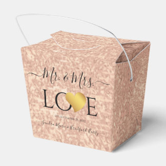 Hochzeit Rose Goldene Herzschrift Name Mr. and Mrs Geschenkschachtel